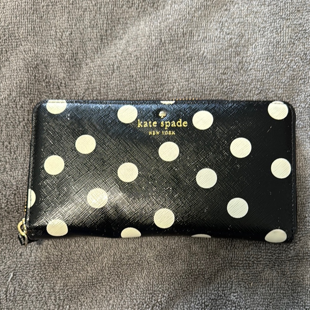 Kate Spade Black and Cream Polka Dot Wallet